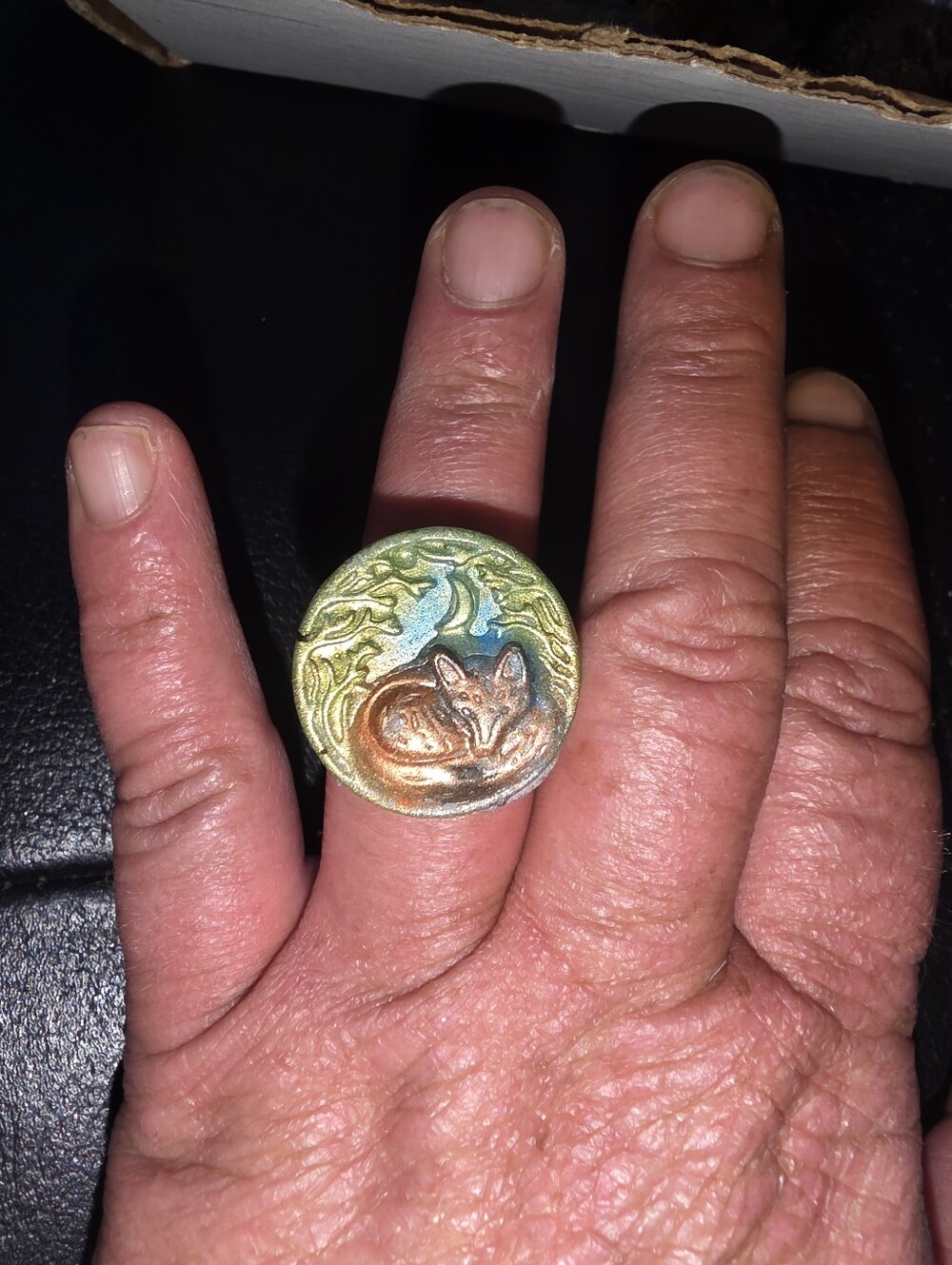 Resin Fox Design Ring On Adjustable Band